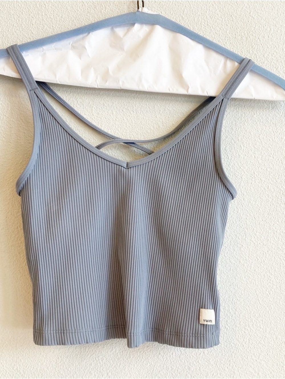 Vuori Rib Crop Tank Ice Blue Activewear  VW189 Size Small Workout Gym